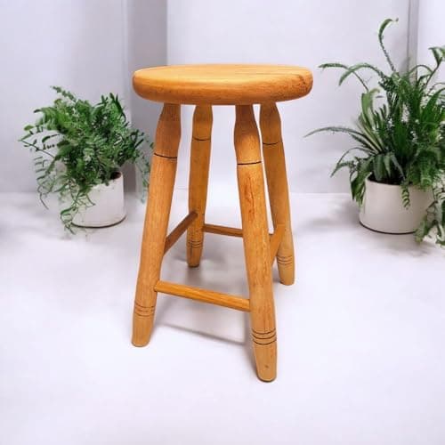 Banquinho Médio em Madeira Maciça 50cm Altura - Banco Tamborete Banqueta Natural