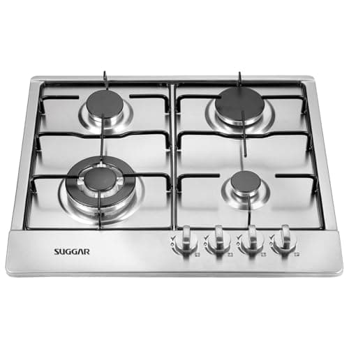SUGGAR COOKTOP A GÁS 4 BOCAS MESA EM AÇO INOX TRIPLA CHAMA LATERAL BIVOLT FG4134IX