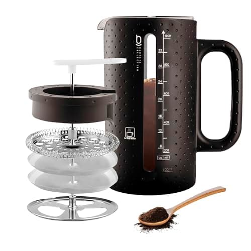 Cafeteira Prensa Francesa Leite Cremoso 1 Litro Biscuitt Intensità Aço Inox Barista Collection