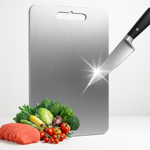 Tábua de Corte em Aço Inoxidável de Titânio Premium – Higiênica, Resistente, Fácil de Limpar, Não Retém Odores e Ideal tábua inox para Cozinha tábua de cortar frutas, vergetais, carne