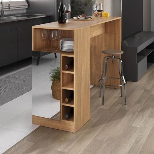 Bancada Balcão/mesa de Cozinha com Adega 1 Porta e Espelho Multimóveis Mp2248 Madeirado
