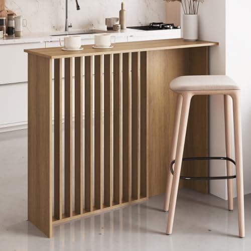Bancada Ilha para Cozinha 120cm com Painel Ripado Bahia BC1200 Cor Mel - Art In Móveis