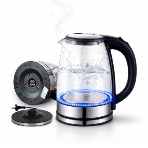 Chaleira Elétrica de Vidro 110v, 1200W, 1,8L, com Desligamento Automático, Luz LED Interna, Aquecimento Rápido - Pazie®