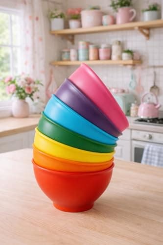 Kit 10 Tigelas Bowl Plástico Redondo Multiuso 800ml para Açaí, Sorvete, Sobremesa e Saladas, Colorido (Colorido (Sortido))