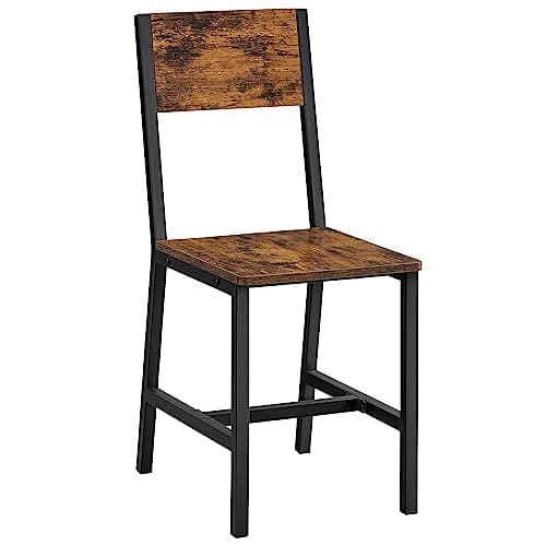 VASAGLE Conjunto de 2 Cadeiras de Jantar, Estrutura de Aço, Estilo Industrial, para Sala de Jantar, Sala de Estar, Cozinha, Marrom Rústico e Preto Tinta BRLDC092B01V1