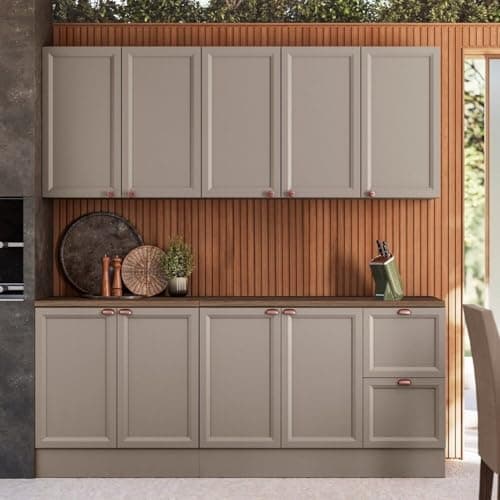 Cozinha Modulada Completa 4 Peças 9 Portas 2 Gavetas Unna Gris