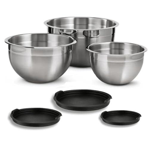 Conjunto de Tigelas de Aço Inox com Tampa – 3 Peças – Bowls para Mistura, Armazenamento e Cozinha