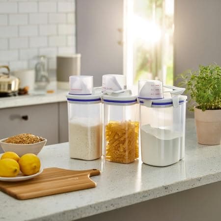 Kit 1 a 4 Unidades Dispenser Porta Sabão Pó Amaciante Tampa Hermética Lavanderia 2,5 L Bico Dosador (3 Unidade)