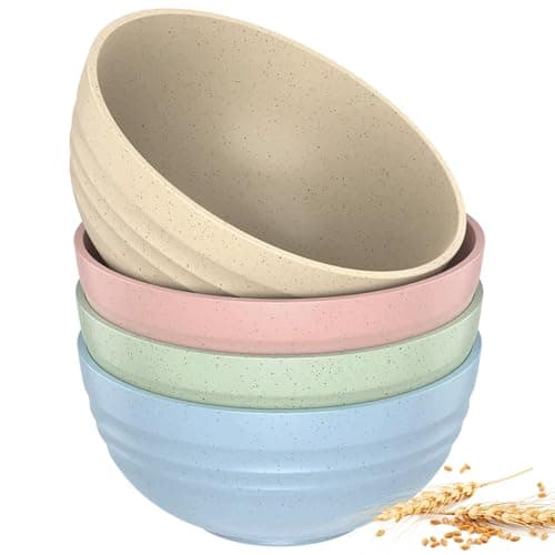 Kit Tigela Bowl Cumbucas Potes Cereal Frutas Sobremesa Sorvete Infantil Adulto Criança Potinho Fibra de Trigo Ecológico Conjunto 4 Peças Resistente
