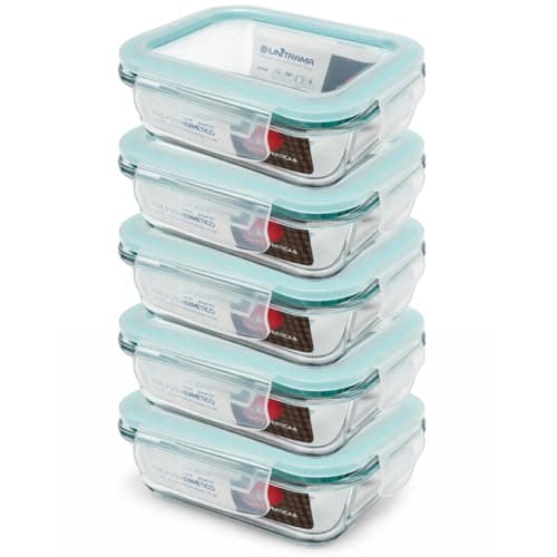 Kit 5 Potes de Vidro Herméticos 370ml – Tampa com Trava, Vedação Airtight, Ideal para Marmitas, Porta Mantimentos, Alimentos e Organização, Acabamento Premium