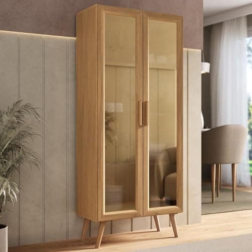 Multimóveis Cristaleira com 2 Portas de Vidro Retrô 68cm Urban MP6040 Madeirado