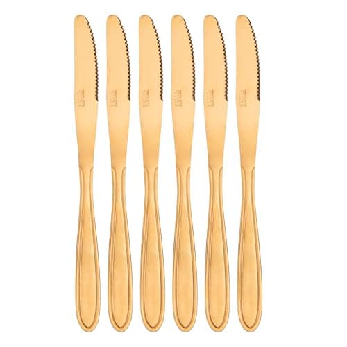 LYOR - Conjunto 6 Facas para Sobremesa Gastro Dourado Aço Inox