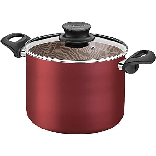 Caldeirão Tramontina Paris em Alumínio com Revestimento Interno e Externo em Antiaderente Starflon Max Vermelho com Tampa de Vidro 16 cm 2,1 L