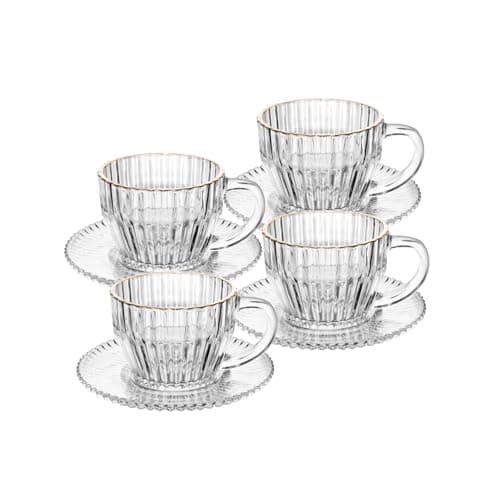 WOLFF - Conjunto 4 Xícaras de Café de Cristal com Fio de Ouro Imperatriz 110ml