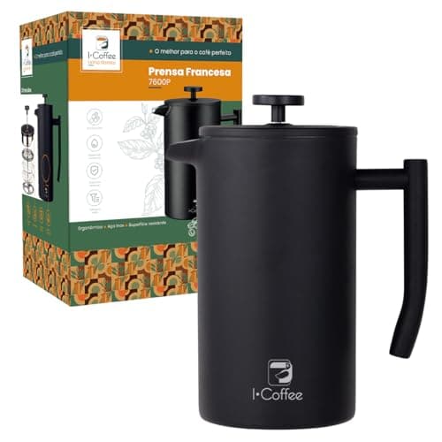 700 mL Cafeteira Prensa Francesacom Filtro de 4 Estágios e Isolamento Duplo, Cafeteira de Aço Inoxidável (Preto)