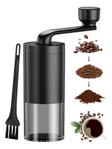 Moedor de Café Manual Premium Portátil com Manivela – Núcleo Cerâmico Ajustável para Moagem Precisa de Grãos, Compacto, Silencioso, Ideal para Espresso, Prensa Francesa, Viagens e Uso Diário