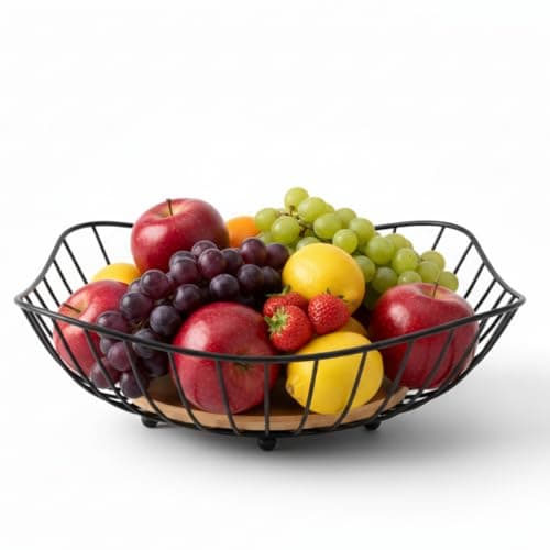 Fruteira de Mesa Aramada Modular Preta Cesto de Frutas em Aço Inox Durável​