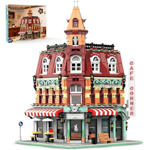 Conjunto de Blocos de Montar Construção de Café - Modelo de Cenas Urbanas Arquitetônicas Retrô, Presente para Adultos e Crianças