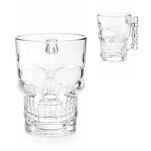Caneca Caveira Viking Chopp Cerveja Vidro Transparente 500ml
