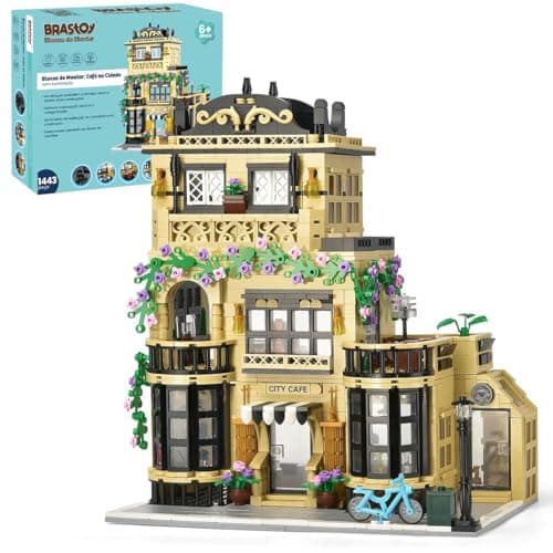 Conjunto de Blocos de Montar Construção de Café - Modelo de Construção de Cidade, Presente de Brinquedo STEM para Crianças e Adultos