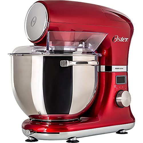Oster Batedeira Planetária Digital, Bowl Inox, 5L, 110V, Vermelha, 1000W, OBAT911