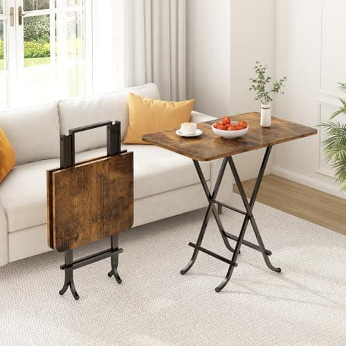 Conjunto de 2 Mesas Dobráveis, Mesa Portátil de Jantar para 4 Pessoas com Prateleiras de Armazenamento, Móvel para Cozinhas e Terraços, Tamanho 64 x 40 x 66 cm