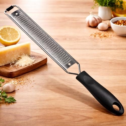 Ralador Zester Premium 2 Faces em Aço Inox – Ralador Multiuso para Queijo, Limão, Gengibre, Chocolate e Especiarias – Utensílio de Cozinha Leve, Resistente e de Alta Precisão