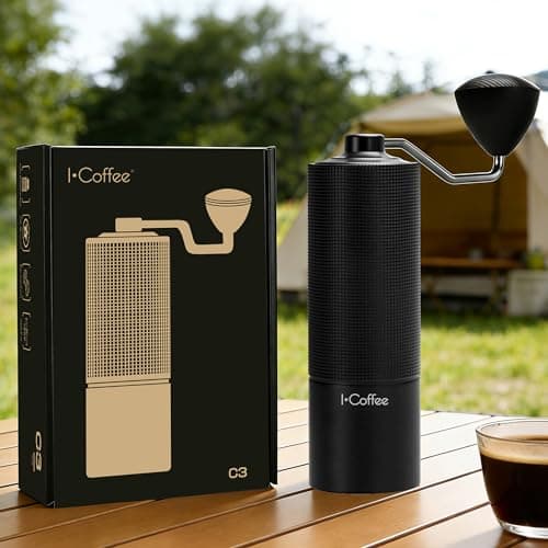 ICoffee Moedor de Café Manual C3S Com Capacidade de 20g/30g Com Broca Cônica de Aço Inoxidável CNC, Ajuste Interno Ajustável, Posicionamento de Rolamento Duplo (Preto)