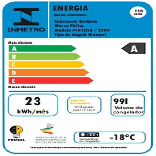 Freezer Horizontal Philco 99L PFH105B Branco 220V