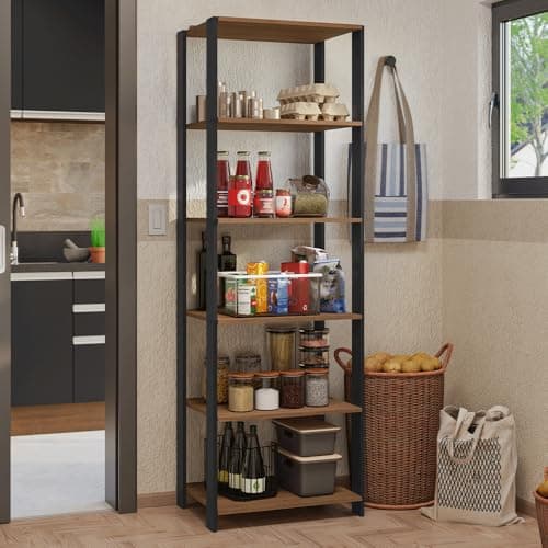 Armário Estante Multiuso Organizador Despensa 5 Prateleiras 59cm Rustic/preto Madesa