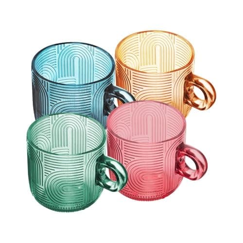 WOLFF - Conjunto 4 Xícaras de Vidro Frankfurt Colorido 100ml