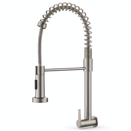 Torneira Parede Pia Cozinha Inox Gourmet Escovada Articulada Bica Móvel Alta Flexível SOFTINOX — 2 Jatos, Torneira 1/4 de Volta Bica Giratória 360° Metal Escovado