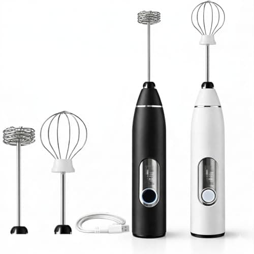 Mini Mixer Elétrico Recarregável USB 3 Velocidades – Espumador de Leite Profissional em Aço Inoxidável 2 Batedores – Misturador Portátil para Cappuccino, Café, Matcha, Shakes e Ovos