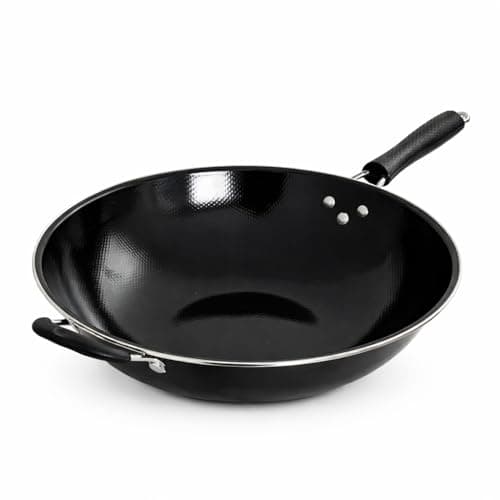 Frigideira Wok Antiaderente Profissional, 34cm, 3L com Cabo Resistente para Saltear Fritar e Cozinhar