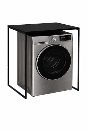 Aparador Suporte Para Maquina De Lavar Ou Lava Louças com Tampo 92A x 62C x 68L cm Prateleira Balcão Mesa Bancada - Preto, Branco ou Preto e Mel (Preto)