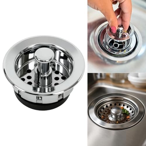 Ralo para Pia de Cozinha com Válvula em Metal - Ralo Coletor de Resíduos Anti Entupimento para Pia, Ralo Universal Prata Resistente - PlanetShop