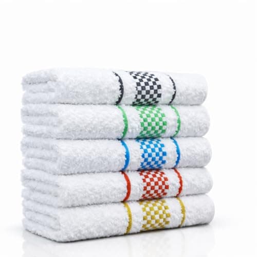Panos de Prato de Qualidade, Kit com 5 Peças Sortidas, Branco com Xadrez Colorido, Toque Macio, Alta Absorção