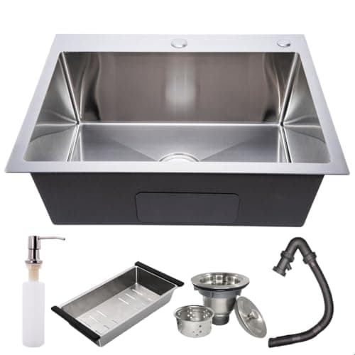 Cuba Inox Cozinha Gourmet Bancada Pia Aço Inox 304 60x45 Quadrada Escovada SOFTINOX — Kit Completo Cuba Gourmet Retangular Cozinha Embutir ou Sobrepor com Dispenser Detergente, Cesto Escorredor