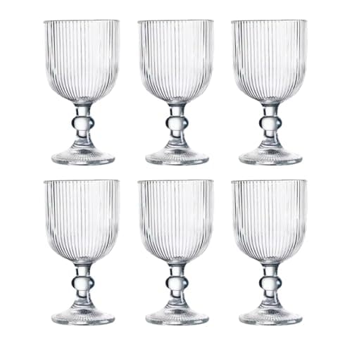 Jogo com 6 Taças de Vidro Canelado 380ml Design Elegante e Resistente Ideal para Suco Água Refrigerante Drinks e Café Transparente para Cozinha Bar e Restaurante