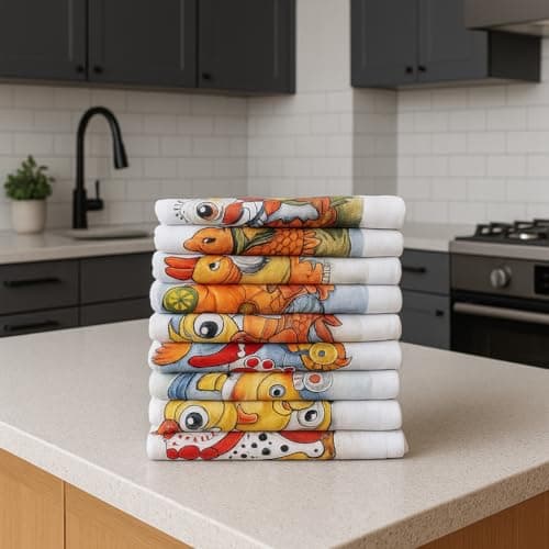Kit 10 Panos Prato Algodão 45x75cm Econômico Durável Estampado Multiuso Limpeza Cozinha