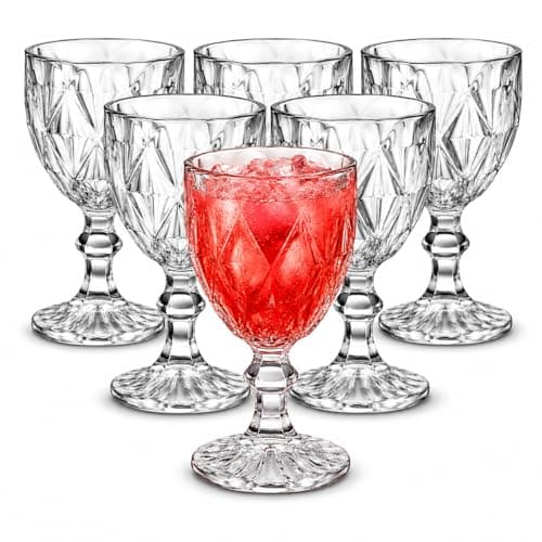 Jogo de Taças de Vidro Estilo Diamante 6 Peças 340ml Ideal para Água e Vinho Transparente 16,5cm x 8,5cm Design Elegante e Sofisticado Premium