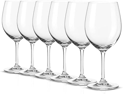 Taça de Vinho Luxo 460ml em Cristal Conjunto com 6 Unidades Vidro Fino para Vinhos Tintos e Brancos (460 Millilitros)