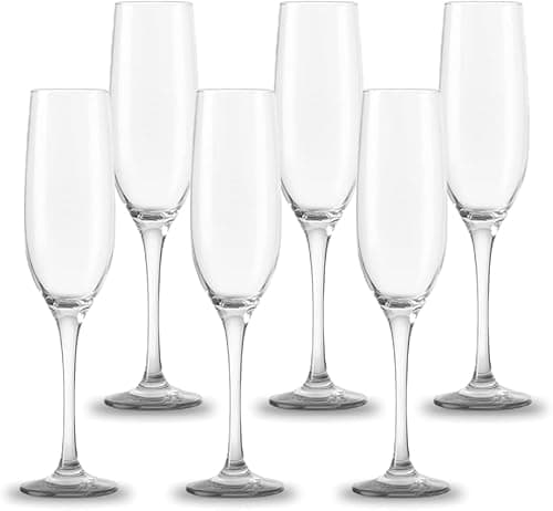 Jogo de 6 Taças de Champanhe para Brindes Casamentos e Festas Premium Elegante Durável Transparente Resistênte (Taças de Champanhe Cristal)