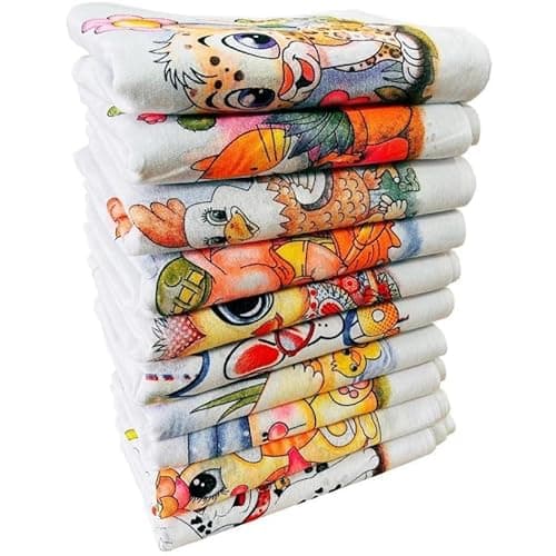 Kit 10 Panos de Prato 100% Algodão 35x60cm Bainha Estampado Cozinha Absorvente Secagem Rápida Não Solta Fiapo Multiuso Limpeza Louça Copa Pano de Copa Resistente Durável Decorativo